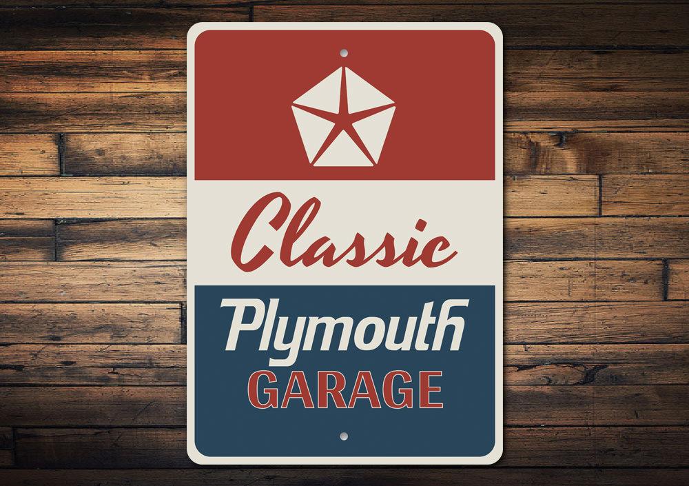 Classic Plymouth Garage Sign