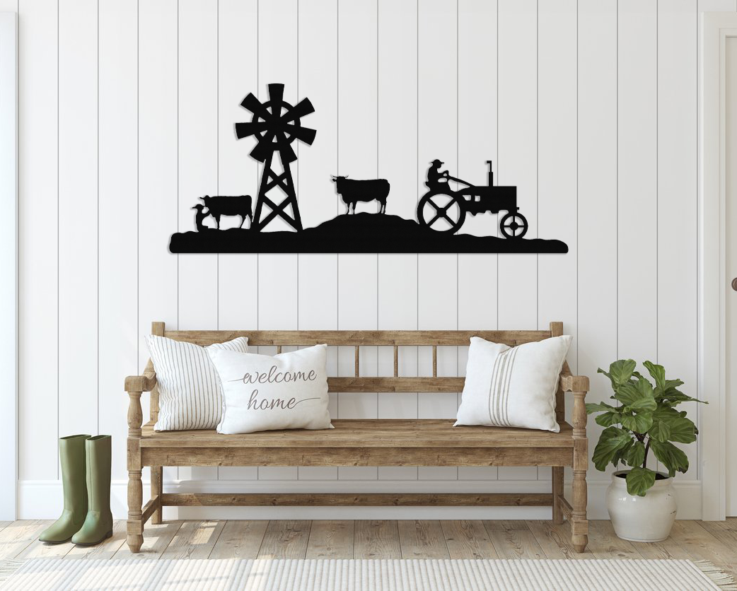 Farm Silhouette - Metal Wall Art