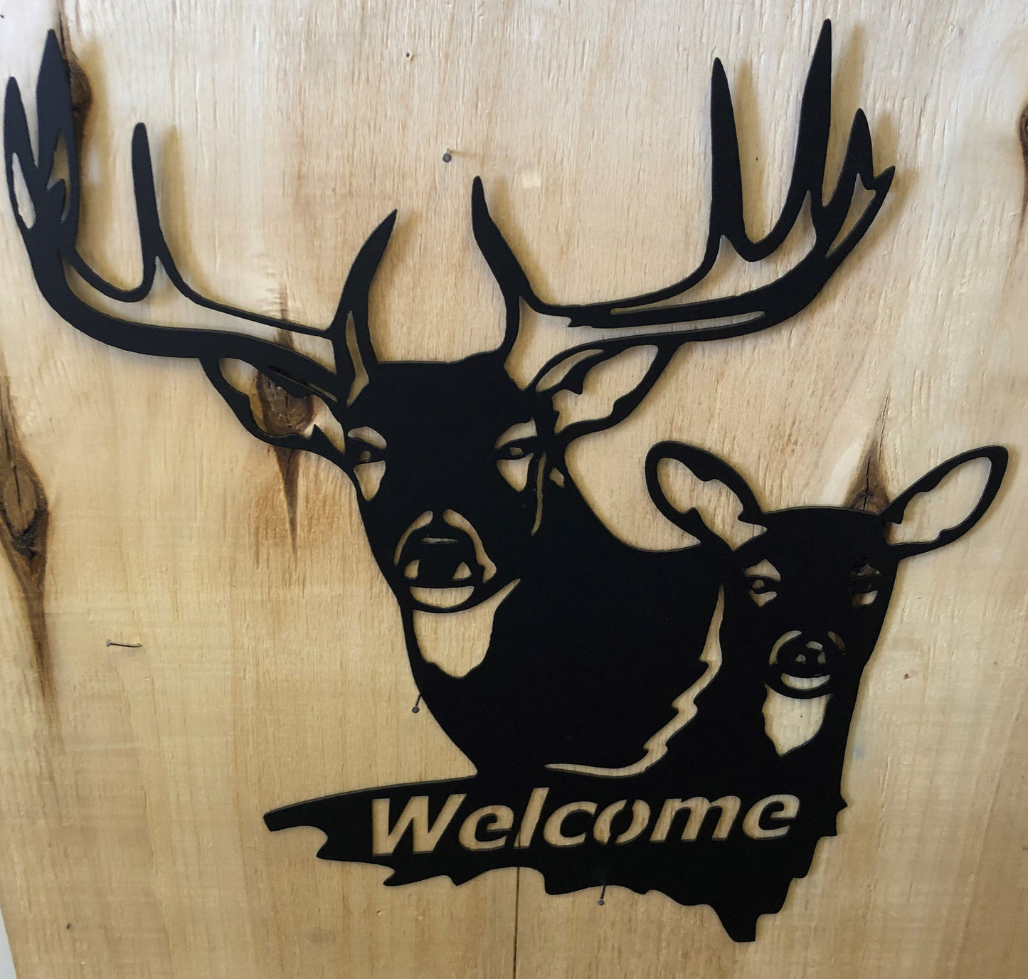 Buck and Doe Welcome - Metal Wall Art