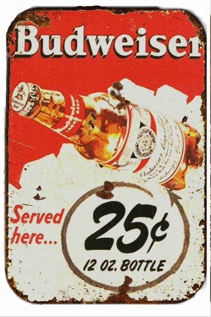 Budweiser Beer 25 Cents Metal sign