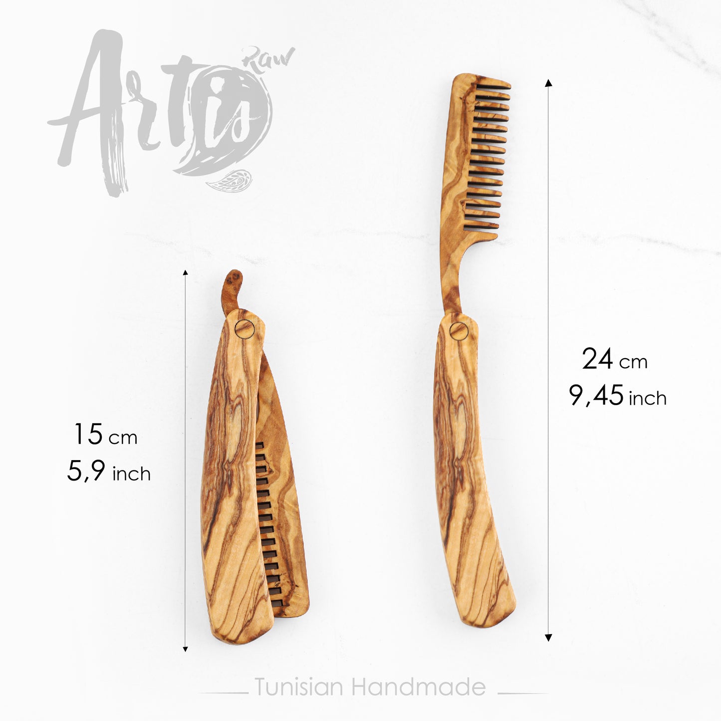 Folding Olive Wood Beard Comb – Premium Handmade Grooming Tool